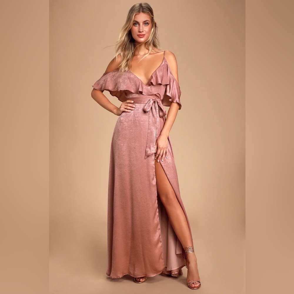 Moriah Rose Satin Wrap Maxi Dress